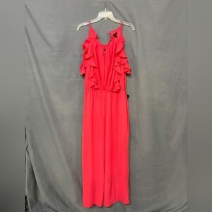 Lane Bryant Coral Ruffled Tiered Jumpsuit